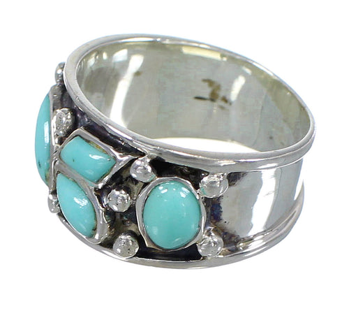 Turquoise Southwestern Silver Jewelry Ring Size 6-3/4 AX84671
